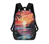 sinyumoney Sac À Dos Enfant, Cartable Stained Glass Sunset Beach Sac À Dos Grande Capacité Pour Élèves, Garçons, Filles, Adultes Et Adolescents 17inch
