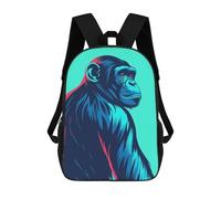 sinyumoney Sac À Dos Enfant, Cartable Stylized Chimpanzee Portrait Sac À Dos Grande Capacité Pour Élèves, Garçons, Filles, Adultes Et Adolescents 17inch