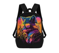 sinyumoney Sac À Dos Enfant, Cartable Vibrant Neon Wolf Art Print Sac À Dos Grande Capacité Pour Élèves, Garçons, Filles, Adultes Et Adolescents 17inch