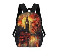 sinyumoney Sac À Dos Enfant, Cartable Vintage Shadows Gothic London at Dusk Sac À Dos Grande Capacité Pour Élèves, Garçons, Filles, Adultes Et Adolescents 17inch