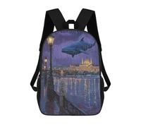 sinyumoney Sac À Dos Enfant, Cartable Whale Over Budapest Sac À Dos Grande Capacité Pour Élèves, Garçons, Filles, Adultes Et Adolescents 17inch