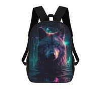 sinyumoney Sac À Dos Enfant, Cartable Wolf Water Neon Artwork Sac À Dos Grande Capacité Pour Élèves, Garçons, Filles, Adultes Et Adolescents 17inch