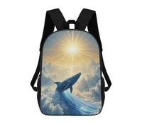 sinyumoney Sac À Dos Enfant Celestial Whale Rising Toward The Sun Sac À Dos Scolaire 3D Sac À Dos Scolaire Pour Enfants Sacs D'école Sac À Dos Tendance Avec Poche Sacs À Livres 17inch