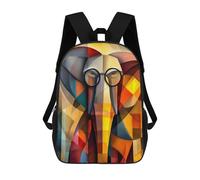 sinyumoney Sac À Dos Enfant Charming Elephant - Cubist Scholar with Glasses Sac À Dos Scolaire 3D Sac À Dos Scolaire Pour Enfants Sacs D'école Sac À Dos Tendance Avec Poche Sacs À Livres 17inch