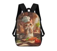 sinyumoney Sac À Dos Enfant Chef Cute Cartoon Cat Sac À Dos Scolaire 3D Sac À Dos Scolaire Pour Enfants Sacs D'école Sac À Dos Tendance Avec Poche Sacs À Livres 17inch