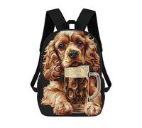 sinyumoney Sac À Dos Enfant Cocker Spaniel Beer Sac À Dos Scolaire 3D Sac À Dos Scolaire Pour Enfants Sacs D'école Sac À Dos Tendance Avec Poche Sacs À Livres 17inch