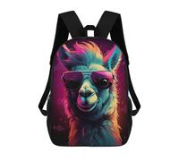sinyumoney Sac À Dos Enfant Cool Llama in Sunglasses Sac À Dos Scolaire 3D Sac À Dos Scolaire Pour Enfants Sacs D'école Sac À Dos Tendance Avec Poche Sacs À Livres 17inch