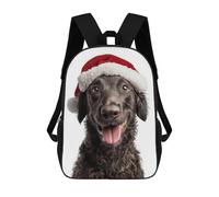 sinyumoney Sac À Dos Enfant Curly-Coated Retriever Dog with Santa Hat Sac À Dos Scolaire 3D Sac À Dos Scolaire Pour Enfants Sacs D'école Sac À Dos Tendance Avec Poche Sacs À Livres 17inch