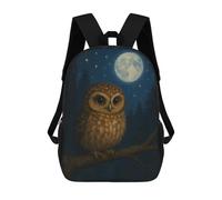 sinyumoney Sac À Dos Enfant Cute Owl Under Moonlight Sac À Dos Scolaire 3D Sac À Dos Scolaire Pour Enfants Sacs D'école Sac À Dos Tendance Avec Poche Sacs À Livres 17inch