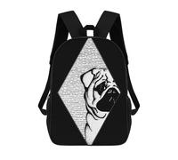 sinyumoney Sac À Dos Enfant Cute Pug Dog Sac À Dos Scolaire 3D Sac À Dos Scolaire Pour Enfants Sacs D'école Sac À Dos Tendance Avec Poche Sacs À Livres 17inch