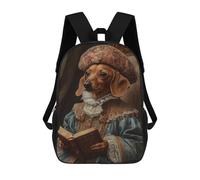 sinyumoney Sac À Dos Enfant Dachshund Noble Scholar Renaissance Dog Portrait Sac À Dos Scolaire 3D Sac À Dos Scolaire Pour Enfants Sacs D'école Sac À Dos Tendance Avec Poche Sacs À Livres 17inch