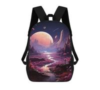 sinyumoney Sac À Dos Enfant Dessin Animé Alien Landscape with Pink Trees 17 Pouces, Sac À Dos De Voyage Décontracté Imprimé En 3D, Grand Sac À Dos Pour Garçons Et Filles