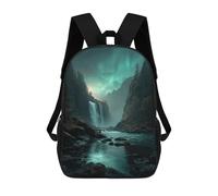sinyumoney Sac À Dos Enfant Dessin Animé Aurora Borealis Waterfall 17 Pouces, Sac À Dos De Voyage Décontracté Imprimé En 3D, Grand Sac À Dos Pour Garçons Et Filles