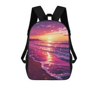 sinyumoney Sac À Dos Enfant Dessin Animé Beach Sunset Painting 17 Pouces, Sac À Dos De Voyage Décontracté Imprimé En 3D, Grand Sac À Dos Pour Garçons Et Filles