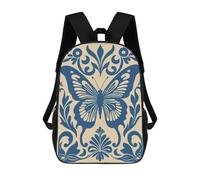 sinyumoney Sac À Dos Enfant Dessin Animé Blue Butterfly Floral Ornament 17 Pouces, Sac À Dos De Voyage Décontracté Imprimé En 3D, Grand Sac À Dos Pour Garçons Et Filles
