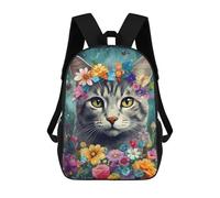 sinyumoney Sac À Dos Enfant Dessin Animé Cat Flowers 17 Pouces, Sac À Dos De Voyage Décontracté Imprimé En 3D, Grand Sac À Dos Pour Garçons Et Filles