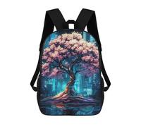 sinyumoney Sac À Dos Enfant Dessin Animé Cherry Blossom Cityscape 17 Pouces, Sac À Dos De Voyage Décontracté Imprimé En 3D, Grand Sac À Dos Pour Garçons Et Filles