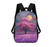 sinyumoney Sac À Dos Enfant Dessin Animé Cherry Blossom Moonlit Landscape 17 Pouces, Sac À Dos De Voyage Décontracté Imprimé En 3D, Grand Sac À Dos Pour Garçons Et Filles