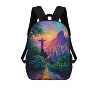 sinyumoney Sac À Dos Enfant Dessin Animé Christ The Redeemer Sunset 17 Pouces, Sac À Dos De Voyage Décontracté Imprimé En 3D, Grand Sac À Dos Pour Garçons Et Filles