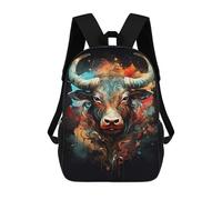 sinyumoney Sac À Dos Enfant Dessin Animé Colorful Bull Illustration Art Print 17 Pouces, Sac À Dos De Voyage Décontracté Imprimé En 3D, Grand Sac À Dos Pour Garçons Et Filles