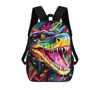 sinyumoney Sac À Dos Enfant Dessin Animé Colorful Crocodile Art Print -1 17 Pouces, Sac À Dos De Voyage Décontracté Imprimé En 3D, Grand Sac À Dos Pour Garçons Et Filles