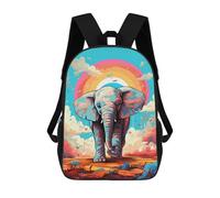 sinyumoney Sac À Dos Enfant Dessin Animé Colorful Elephant Sunset Art Print 17 Pouces, Sac À Dos De Voyage Décontracté Imprimé En 3D, Grand Sac À Dos Pour Garçons Et Filles
