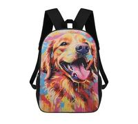 sinyumoney Sac À Dos Enfant Dessin Animé Colorful Golden Retriever Art Print 17 Pouces, Sac À Dos De Voyage Décontracté Imprimé En 3D, Grand Sac À Dos Pour Garçons Et Filles