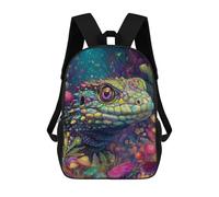 sinyumoney Sac À Dos Enfant Dessin Animé Colorful Lizard in Fantasy Forest 17 Pouces, Sac À Dos De Voyage Décontracté Imprimé En 3D, Grand Sac À Dos Pour Garçons Et Filles