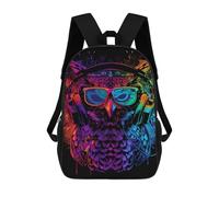 sinyumoney Sac À Dos Enfant Dessin Animé Colorful Owl Headphones Art Print-2 17 Pouces, Sac À Dos De Voyage Décontracté Imprimé En 3D, Grand Sac À Dos Pour Garçons Et Filles