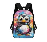 sinyumoney Sac À Dos Enfant Dessin Animé Colorful Penguin Artwork -1 17 Pouces, Sac À Dos De Voyage Décontracté Imprimé En 3D, Grand Sac À Dos Pour Garçons Et Filles