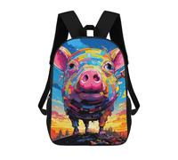 sinyumoney Sac À Dos Enfant Dessin Animé Colorful Pig Art Print-2 17 Pouces, Sac À Dos De Voyage Décontracté Imprimé En 3D, Grand Sac À Dos Pour Garçons Et Filles