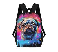 sinyumoney Sac À Dos Enfant Dessin Animé Colorful Pug Art Print-11 17 Pouces, Sac À Dos De Voyage Décontracté Imprimé En 3D, Grand Sac À Dos Pour Garçons Et Filles