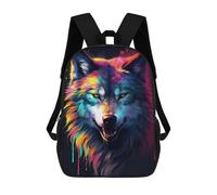 sinyumoney Sac À Dos Enfant Dessin Animé Colorful Wolf Art Print-7 17 Pouces, Sac À Dos De Voyage Décontracté Imprimé En 3D, Grand Sac À Dos Pour Garçons Et Filles