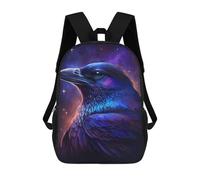 sinyumoney Sac À Dos Enfant Dessin Animé Cosmic Raven Art Print-3 17 Pouces, Sac À Dos De Voyage Décontracté Imprimé En 3D, Grand Sac À Dos Pour Garçons Et Filles