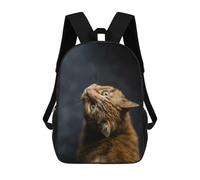 sinyumoney Sac À Dos Enfant Dessin Animé Curious Ginger Cat 17 Pouces, Sac À Dos De Voyage Décontracté Imprimé En 3D, Grand Sac À Dos Pour Garçons Et Filles