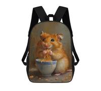 sinyumoney Sac À Dos Enfant Dessin Animé Cute Hamster Eating Ramen 17 Pouces, Sac À Dos De Voyage Décontracté Imprimé En 3D, Grand Sac À Dos Pour Garçons Et Filles