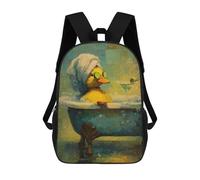 sinyumoney Sac À Dos Enfant Dessin Animé Duck in Bathtub with Cocktail Painting 17 Pouces, Sac À Dos De Voyage Décontracté Imprimé En 3D, Grand Sac À Dos Pour Garçons Et Filles