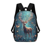 sinyumoney Sac À Dos Enfant Dessin Animé Enchanted Forest Deer with Flowers 17 Pouces, Sac À Dos De Voyage Décontracté Imprimé En 3D, Grand Sac À Dos Pour Garçons Et Filles
