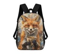sinyumoney Sac À Dos Enfant Dessin Animé Evil Laugh Fox Coffee Tea 17 Pouces, Sac À Dos De Voyage Décontracté Imprimé En 3D, Grand Sac À Dos Pour Garçons Et Filles