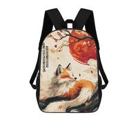sinyumoney Sac À Dos Enfant Dessin Animé Fox in Cherry Blossom 17 Pouces, Sac À Dos De Voyage Décontracté Imprimé En 3D, Grand Sac À Dos Pour Garçons Et Filles