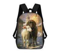 sinyumoney Sac À Dos Enfant Dessin Animé Friendship Between Lamb And Dog 17 Pouces, Sac À Dos De Voyage Décontracté Imprimé En 3D, Grand Sac À Dos Pour Garçons Et Filles