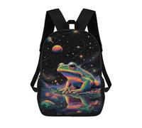 sinyumoney Sac À Dos Enfant Dessin Animé Frog in Space Art Print 17 Pouces, Sac À Dos De Voyage Décontracté Imprimé En 3D, Grand Sac À Dos Pour Garçons Et Filles