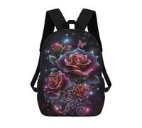 sinyumoney Sac À Dos Enfant Dessin Animé Glowing Rose Bouquet with Butterfly 17 Pouces, Sac À Dos De Voyage Décontracté Imprimé En 3D, Grand Sac À Dos Pour Garçons Et Filles