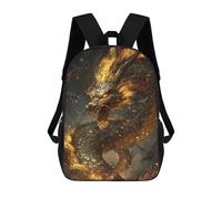 sinyumoney Sac À Dos Enfant Dessin Animé Golden Dragon Artwork 17 Pouces, Sac À Dos De Voyage Décontracté Imprimé En 3D, Grand Sac À Dos Pour Garçons Et Filles