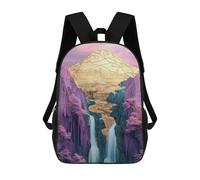 sinyumoney Sac À Dos Enfant Dessin Animé Golden Mountain Waterfall Landscape 17 Pouces, Sac À Dos De Voyage Décontracté Imprimé En 3D, Grand Sac À Dos Pour Garçons Et Filles
