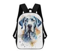 sinyumoney Sac À Dos Enfant Dessin Animé Great Dane Watercolor 17 Pouces, Sac À Dos De Voyage Décontracté Imprimé En 3D, Grand Sac À Dos Pour Garçons Et Filles