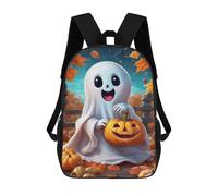 sinyumoney Sac À Dos Enfant Dessin Animé Halloween Ghost with Pumpkin 17 Pouces, Sac À Dos De Voyage Décontracté Imprimé En 3D, Grand Sac À Dos Pour Garçons Et Filles