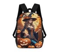 sinyumoney Sac À Dos Enfant Dessin Animé Halloween Witch Holding Pumpkin 17 Pouces, Sac À Dos De Voyage Décontracté Imprimé En 3D, Grand Sac À Dos Pour Garçons Et Filles