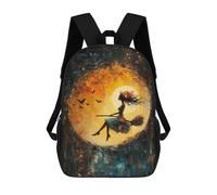 sinyumoney Sac À Dos Enfant Dessin Animé Halloween Witch Moon Painting 17 Pouces, Sac À Dos De Voyage Décontracté Imprimé En 3D, Grand Sac À Dos Pour Garçons Et Filles
