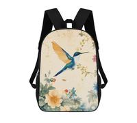 sinyumoney Sac À Dos Enfant Dessin Animé Hummingbird in Bloom Watercolor 17 Pouces, Sac À Dos De Voyage Décontracté Imprimé En 3D, Grand Sac À Dos Pour Garçons Et Filles